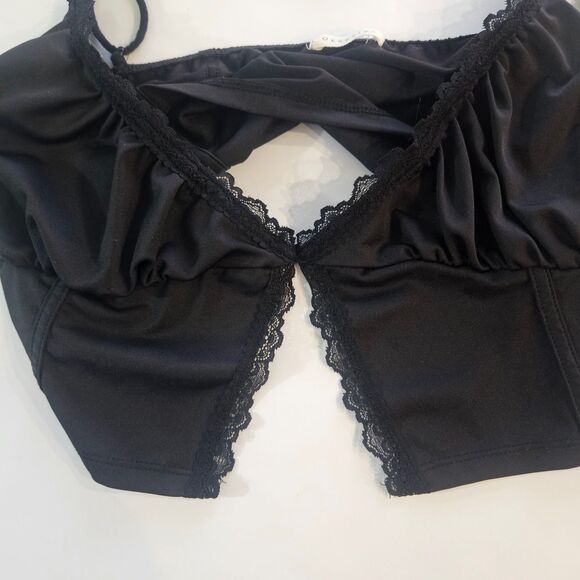 New Occasion Lingerie Style Rave Top Cropped Lace Busty Size XL Black - Picture 4 of 9